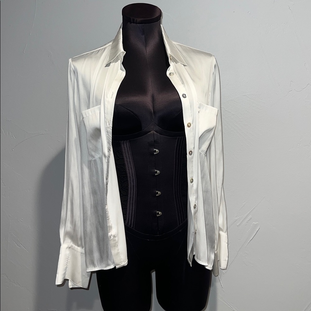 Rest by Jane Shear White collared button down shirt